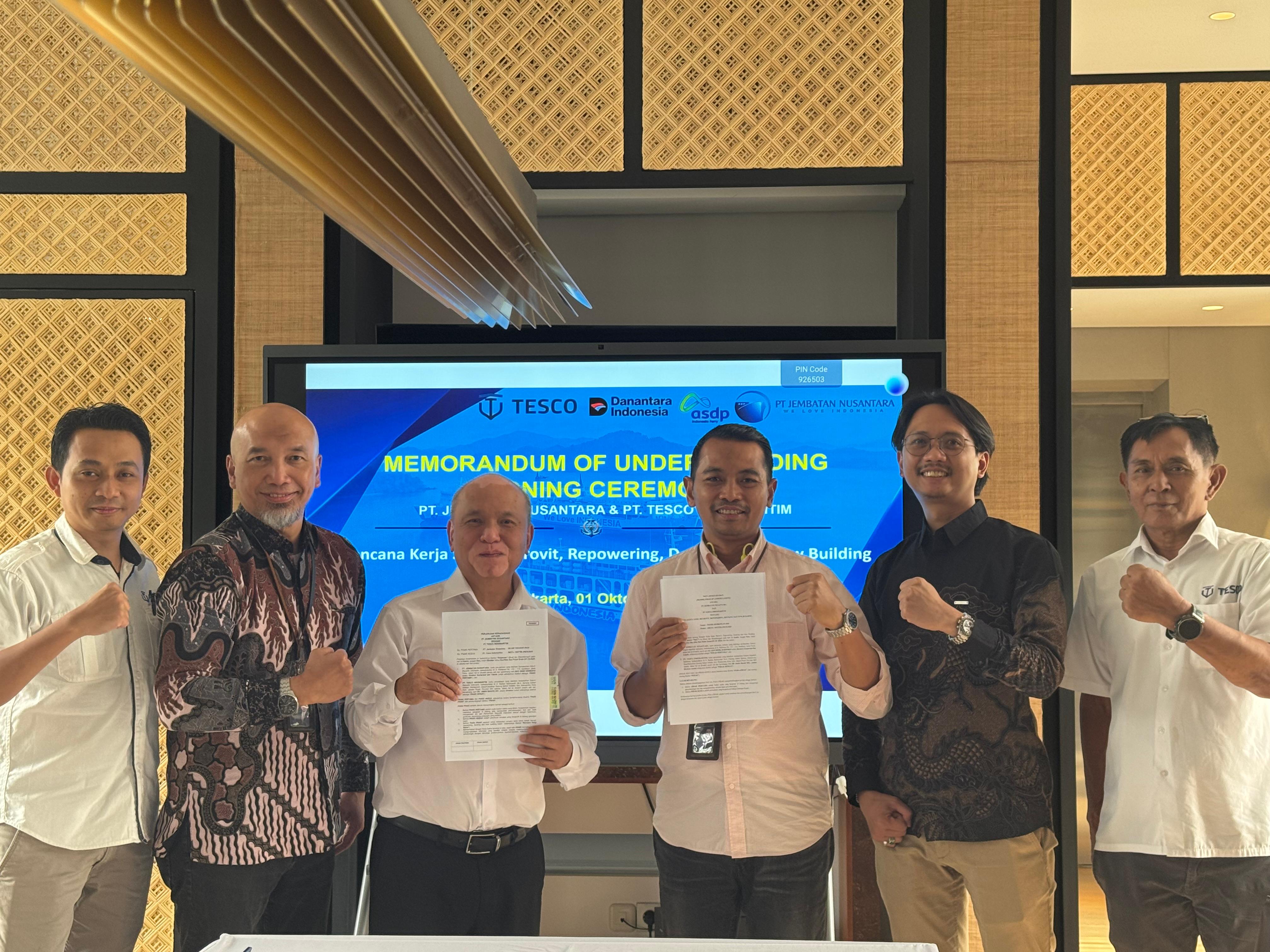 PT Jembatan Nusantara dan PT TESCO Maritim Tandatangani MoU untuk Retrofit, Repower, dan Docking Armada Kapal
